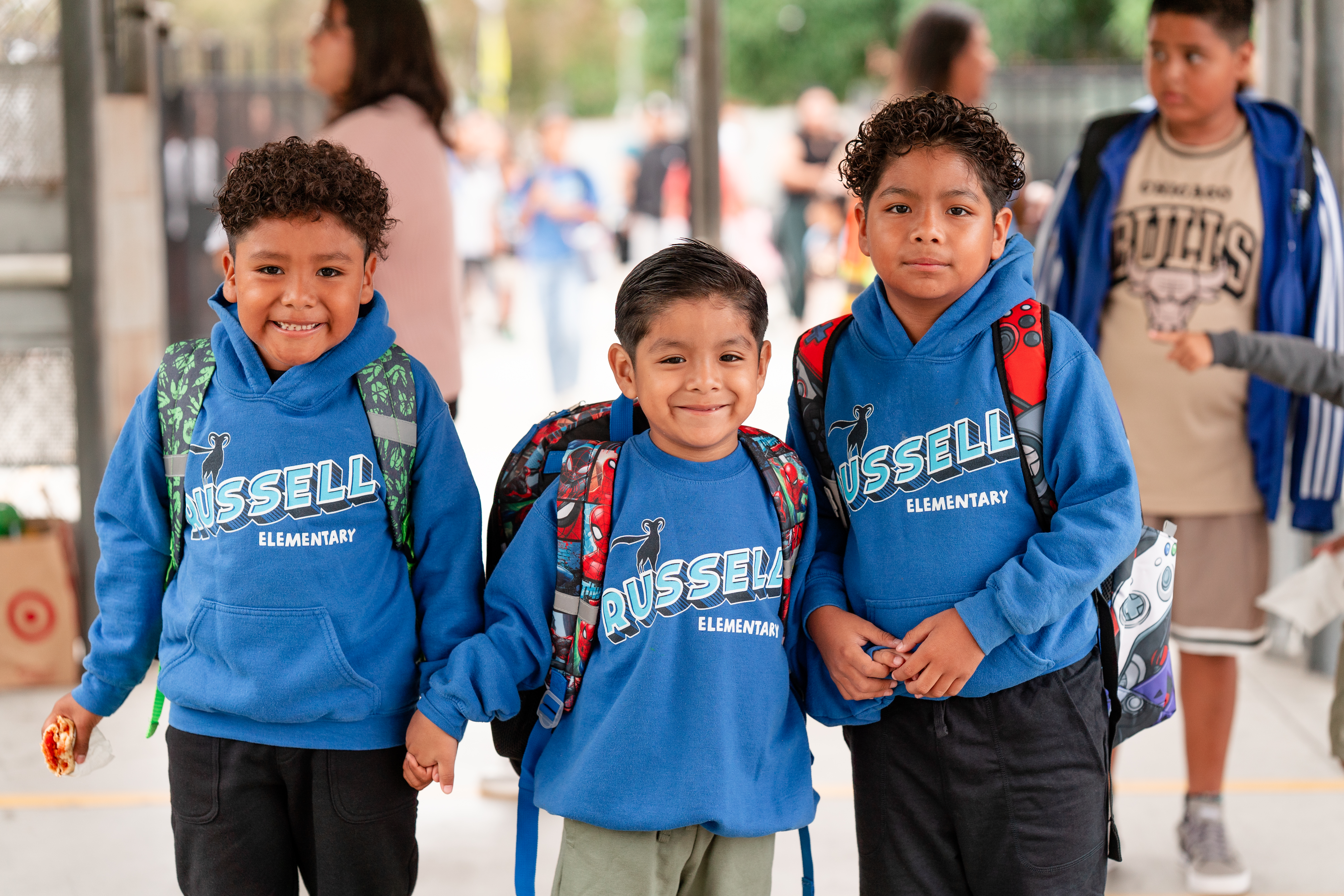 Our students are proud to show off their school spirit with their Russell shirts.